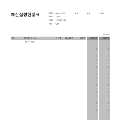 예산집행 현황표